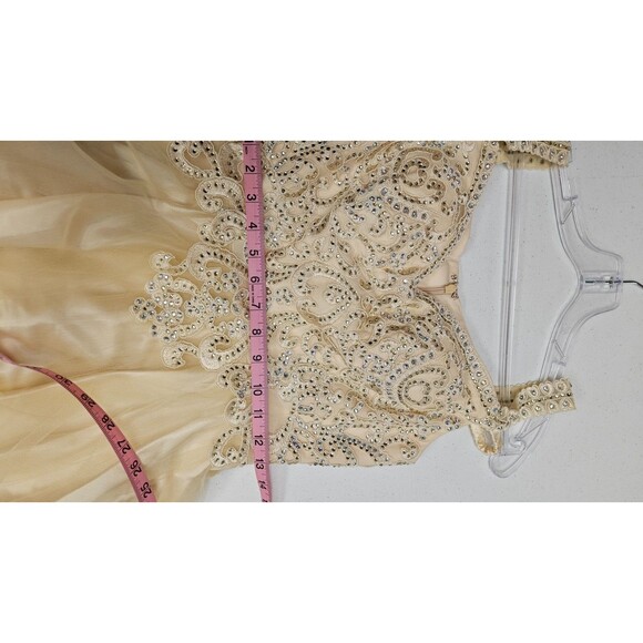 NWT Anny Lee Tan Sleeveless V Neck A Line Embroidered Zip Women's Dress Size S - Picture 11 of 14